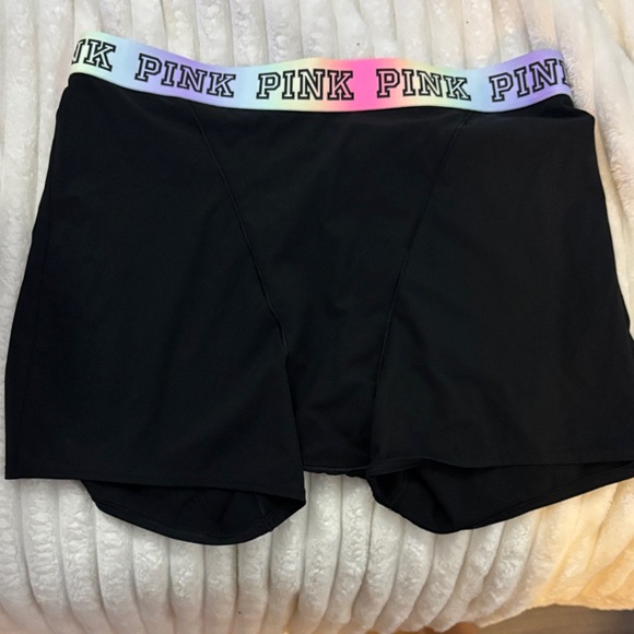 PINK Victoria's Secret Pants - PINK Victoria's Secret Black Shorts with Multicolor Waistband